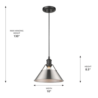 Yep by Golden Lighting Orwell 1-light 10in Pendant in Matte Black and Pewter shade - - Golden Lighting