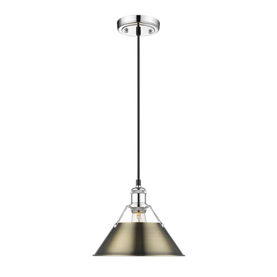 Yep by Golden Lighting Orwell 1-light 10in Pendant in Chrome and Aged Brass shade - - Golden Lighting