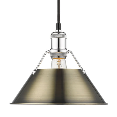 Yep by Golden Lighting Orwell 1-light 10in Pendant in Chrome and Aged Brass shade - Default Title - Golden Lighting