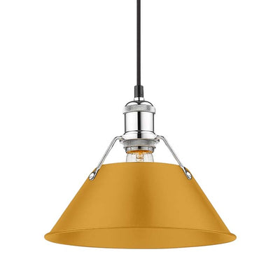 Yep by Golden Lighting Orwell 1-light 10in Pendant in Chrome and Auric Yellow shade - Default Title - Golden Lighting