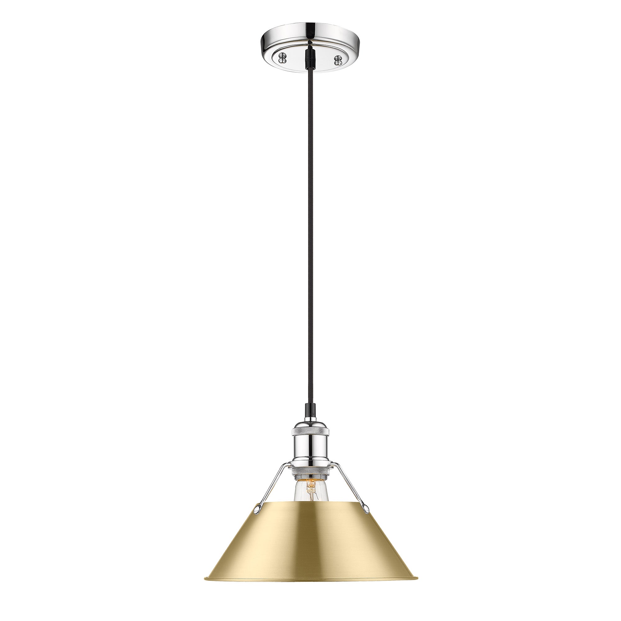 Orwell 10" Wide Medium Pendant in Chrome with Brushed Champagne Bronze - - Golden Lighting