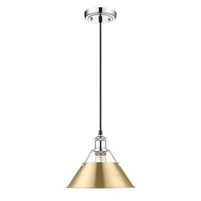 Yep by Golden Lighting Orwell 1-light 10in Pendant in Chrome and Brushed Champagne Brass shade - - Golden Lighting