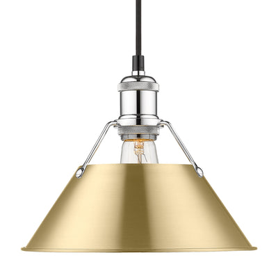 Yep by Golden Lighting Orwell 1-light 10in Pendant in Chrome and Brushed Champagne Brass shade - Default Title - Golden Lighting