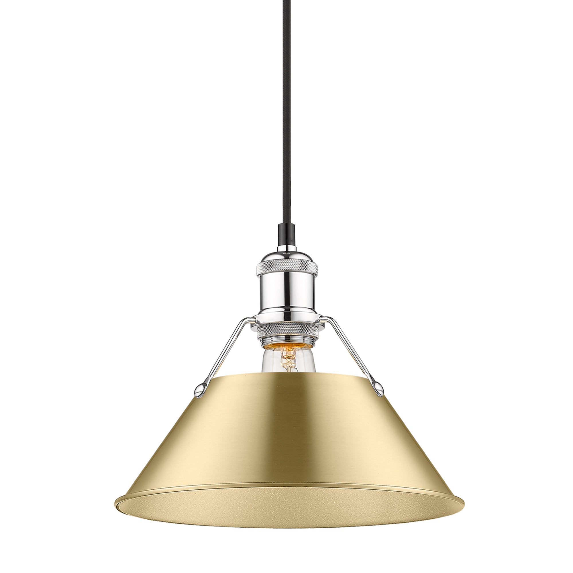 Orwell 10" Wide Medium Pendant in Chrome with Brushed Champagne Bronze - Chrome / Brushed Champagne Bronze / Gold - Golden Lighting