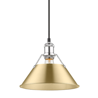 Orwell 10" Wide Medium Pendant in Chrome with Brushed Champagne Bronze - Chrome / Brushed Champagne Bronze / Gold - Golden Lighting