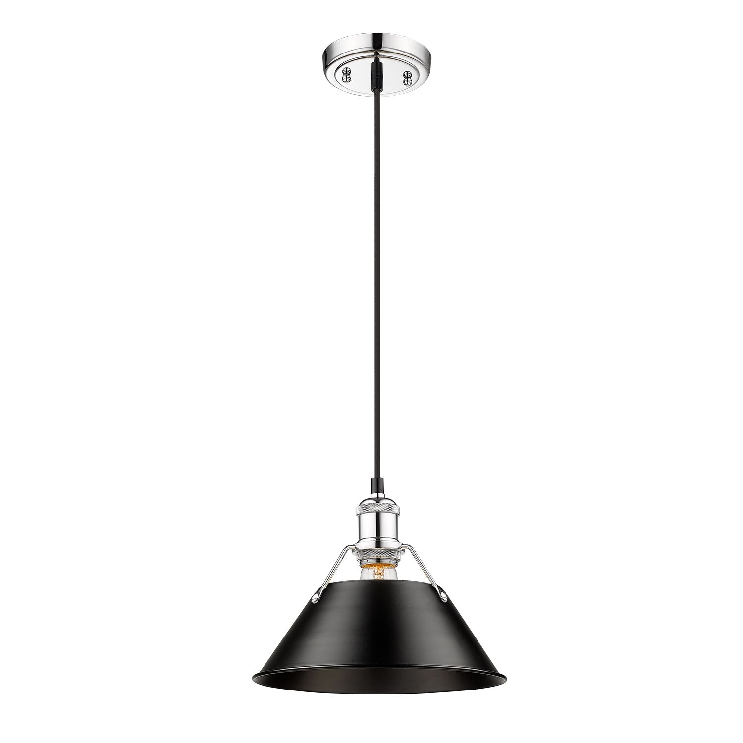 Orwell 10" Wide Medium Pendant in Chrome with Matte Black - Chrome / Matte Black / Black - Golden Lighting