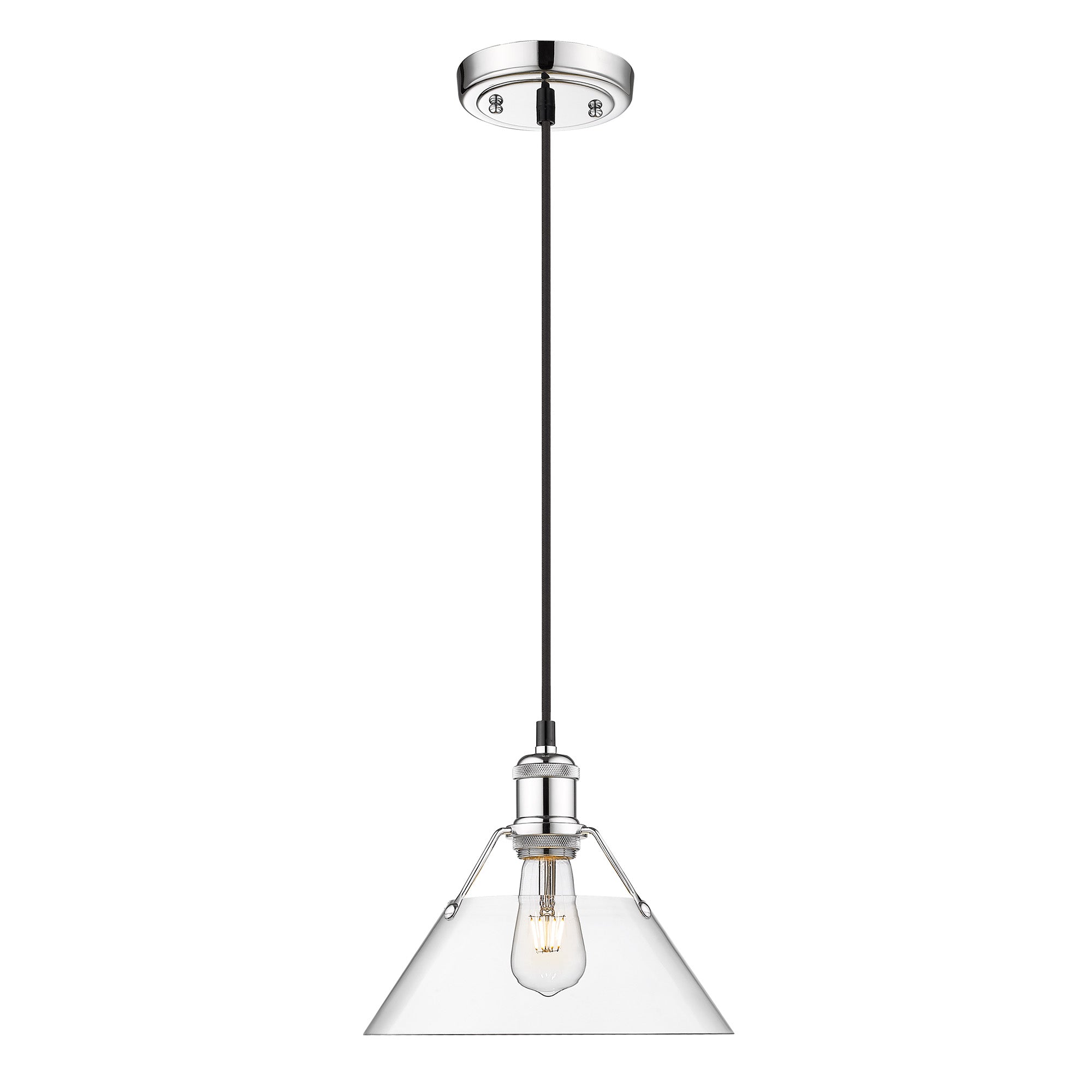 Orwell 10" Wide Medium Pendant in Chrome with Clear Glass - - Golden Lighting