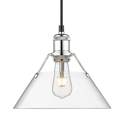 Yep by Golden Lighting Orwell 1-light 10in Pendant in Chrome and Clear Glass
