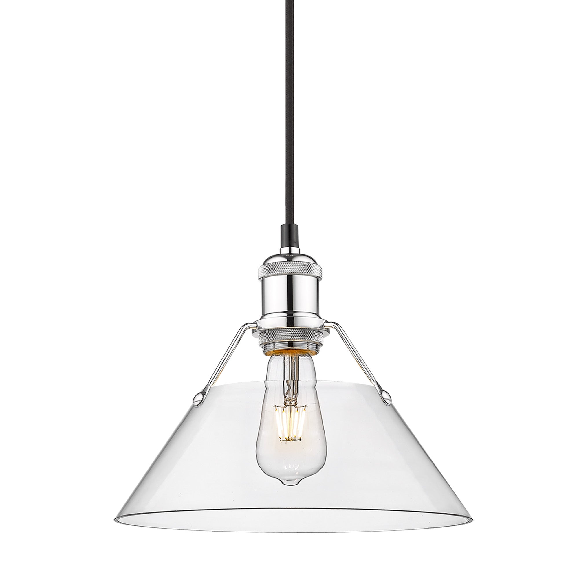 Orwell 10" Wide Medium Pendant in Chrome with Clear Glass - Chrome / Clear Glass / Clear - Golden Lighting