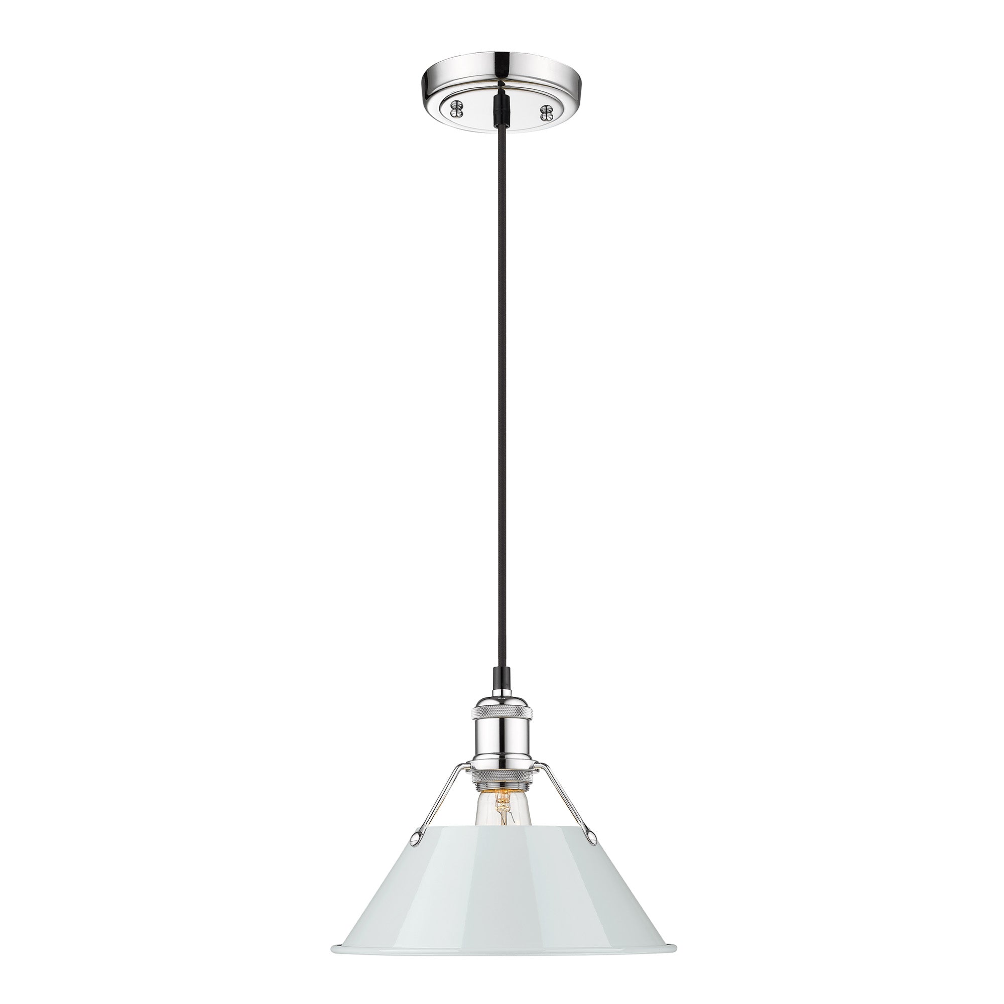 Orwell 10" Wide Medium Pendant in Chrome with Dusky Blue - - Golden Lighting