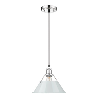 Yep by Golden Lighting Orwell 1-light 10in Pendant in Chrome and Dusky Blue shade - - Golden Lighting