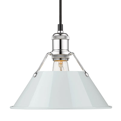 Yep by Golden Lighting Orwell 1-light 10in Pendant in Chrome and Dusky Blue shade - Default Title - Golden Lighting