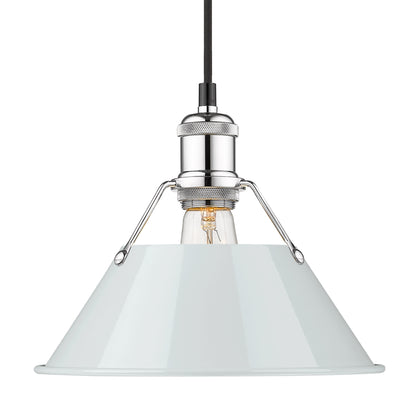 Yep by Golden Lighting Orwell 1-light 10in Pendant in Chrome and Dusky Blue shade - - Golden Lighting