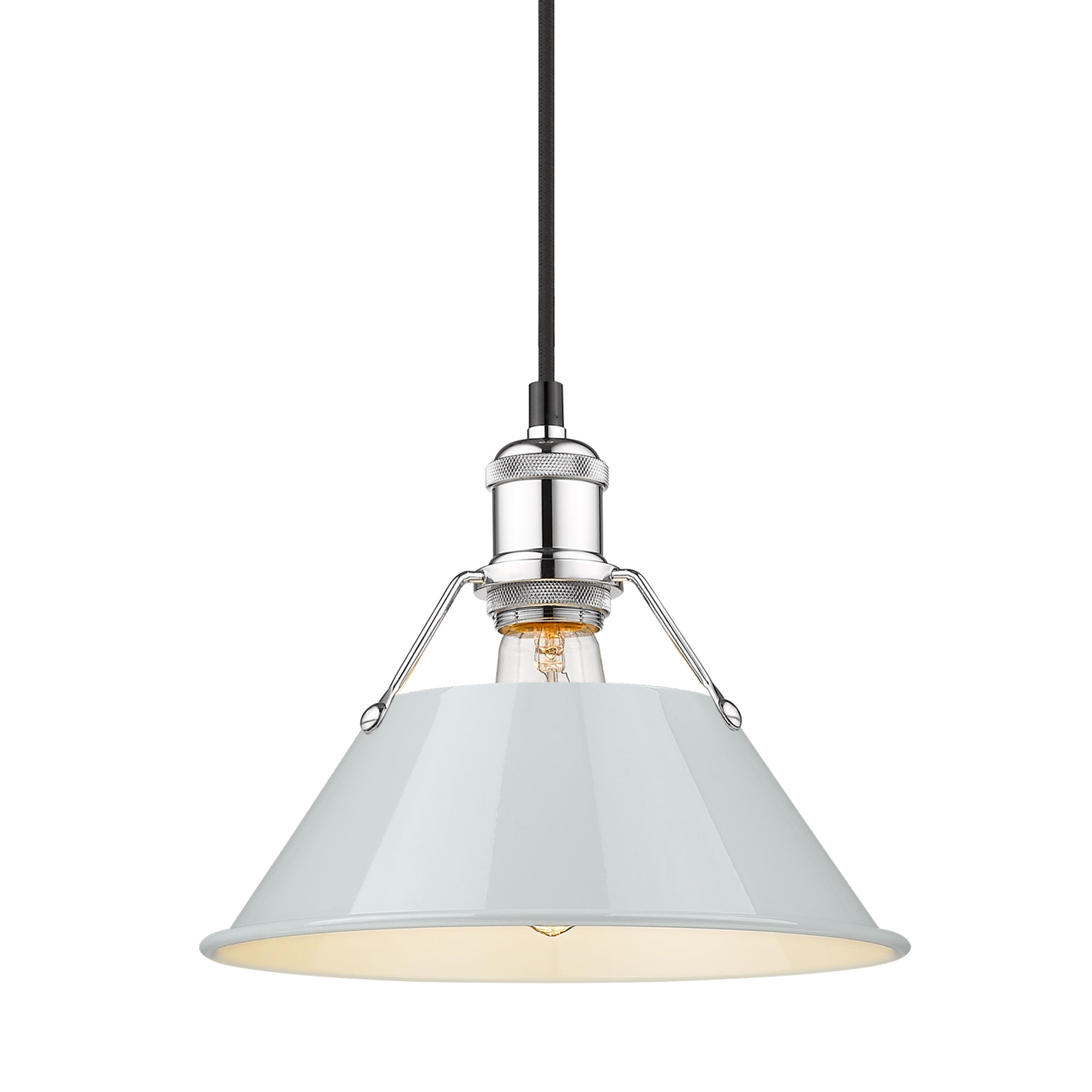 Orwell 10" Wide Medium Pendant in Chrome with Dusky Blue - Chrome / Dusky Blue / Blue - Golden Lighting