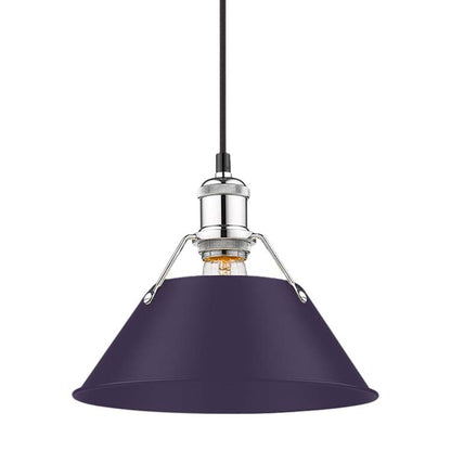 Yep by Golden Lighting Orwell 1-light 10in Pendant in Chrome and Exotic Purple shade