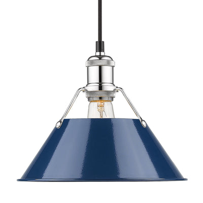 Yep by Golden Lighting Orwell 1-light 10in Pendant in Chrome and Navy Blue shade - Default Title - Golden Lighting