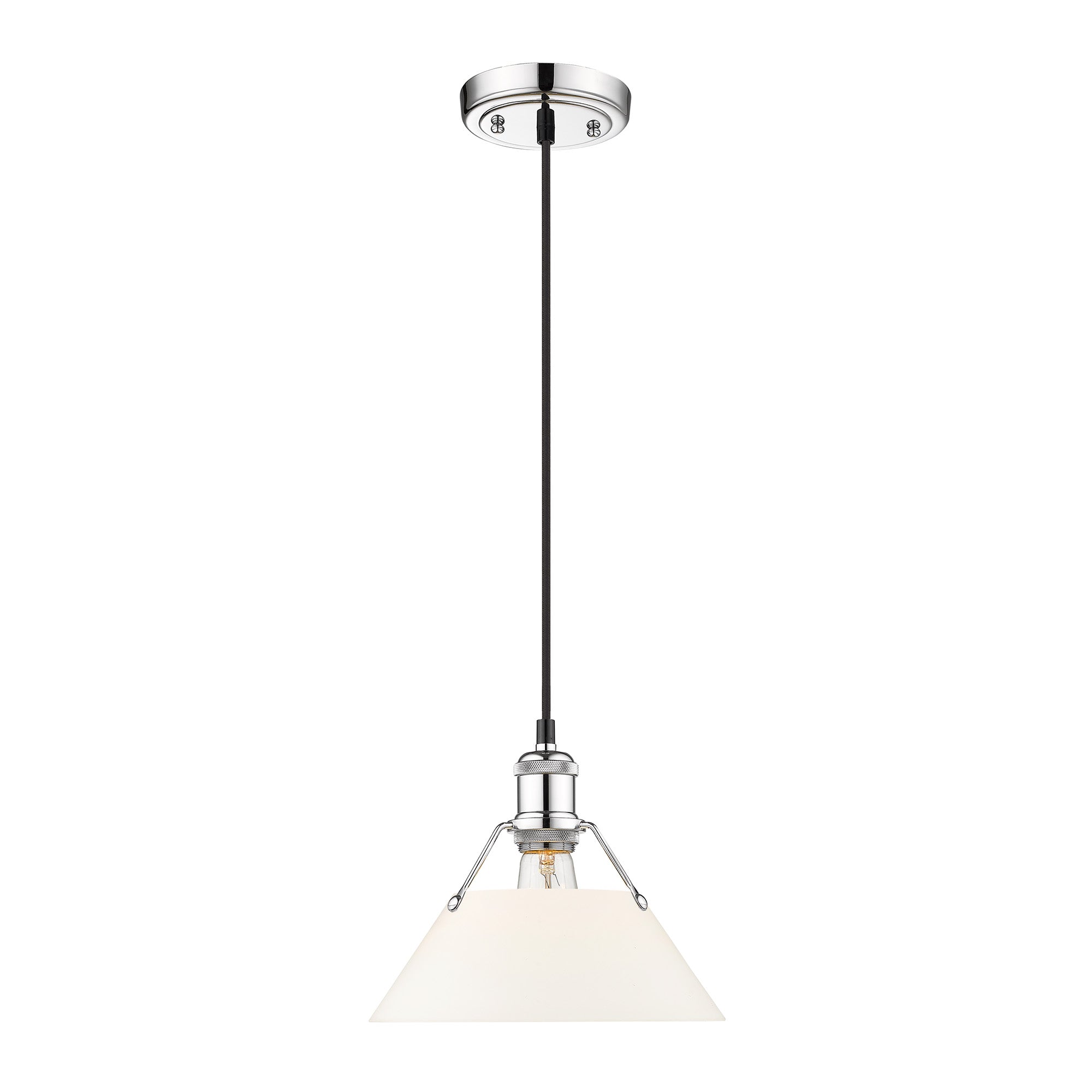 Orwell 10" Wide Medium Pendant in Chrome with Opal Glass - - Golden Lighting