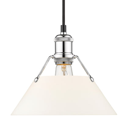 Yep by Golden Lighting Orwell 1-light 10in Pendant in Chrome and Opal Glass