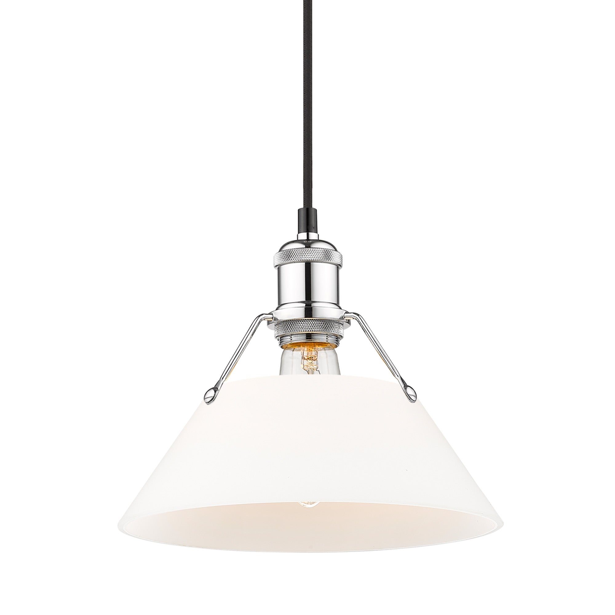 Orwell 10" Wide Medium Pendant in Chrome with Opal Glass - Chrome / Opal Glass / White - Golden Lighting