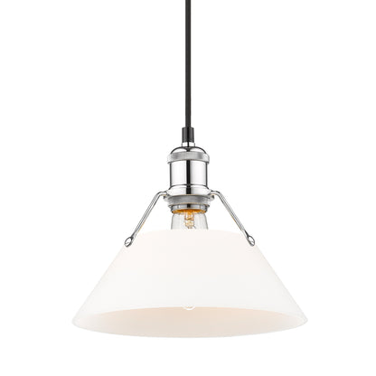 Orwell 10" Wide Medium Pendant in Chrome with Opal Glass - Default Title - Golden Lighting