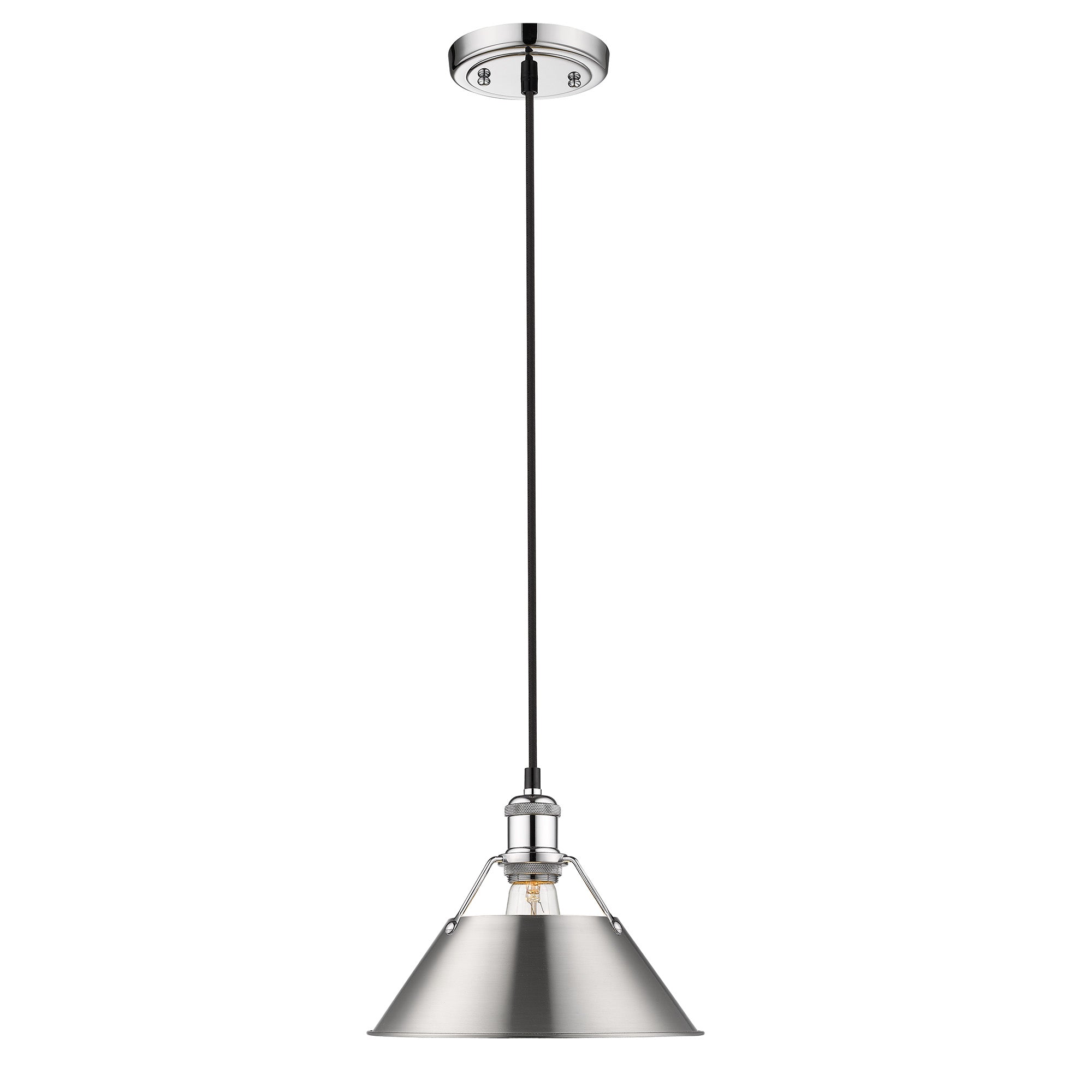 Orwell 10" Wide Medium Pendant in Chrome with Pewter - - Golden Lighting