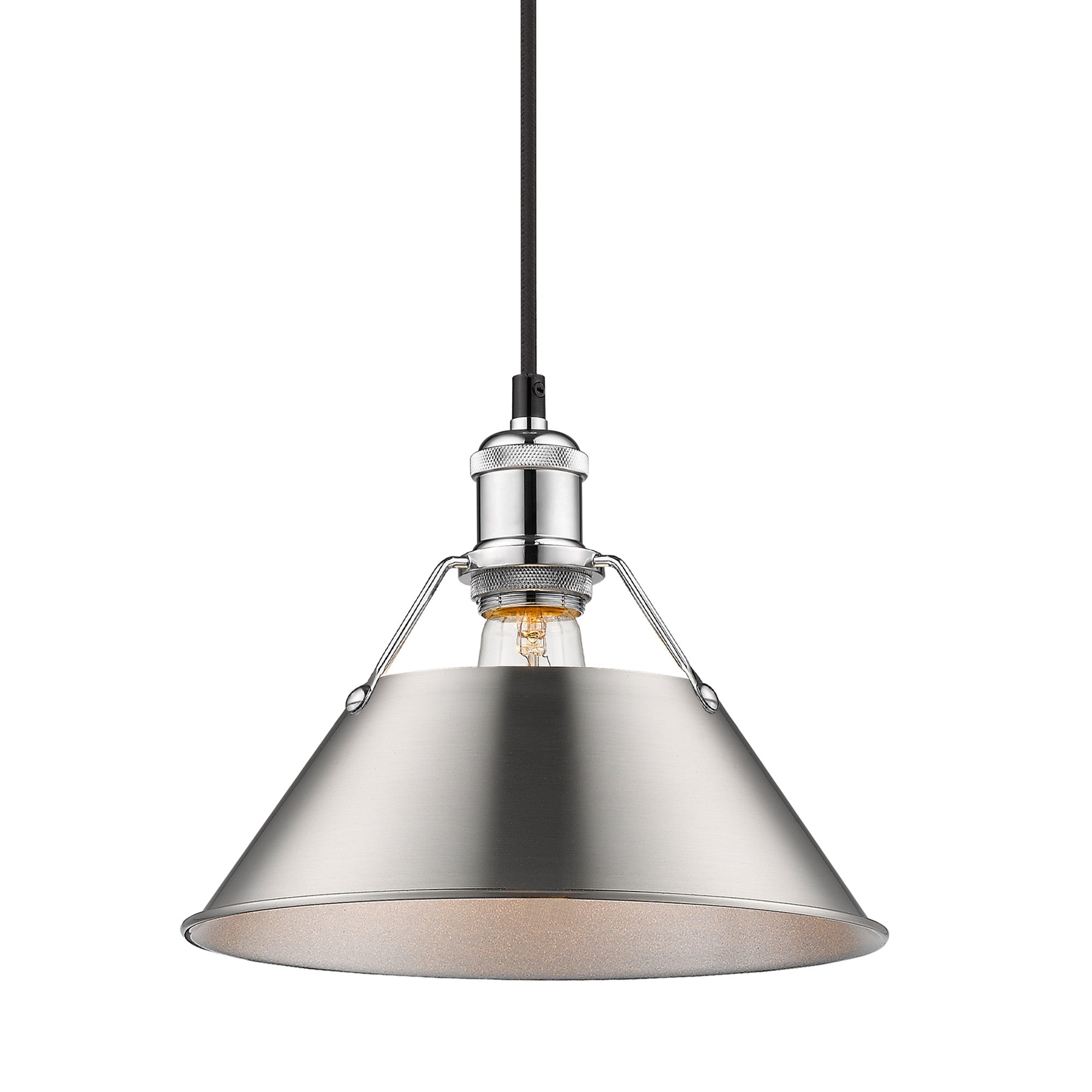 Orwell 10" Wide Medium Pendant in Chrome with Pewter - Chrome / Pewter / Silver - Golden Lighting