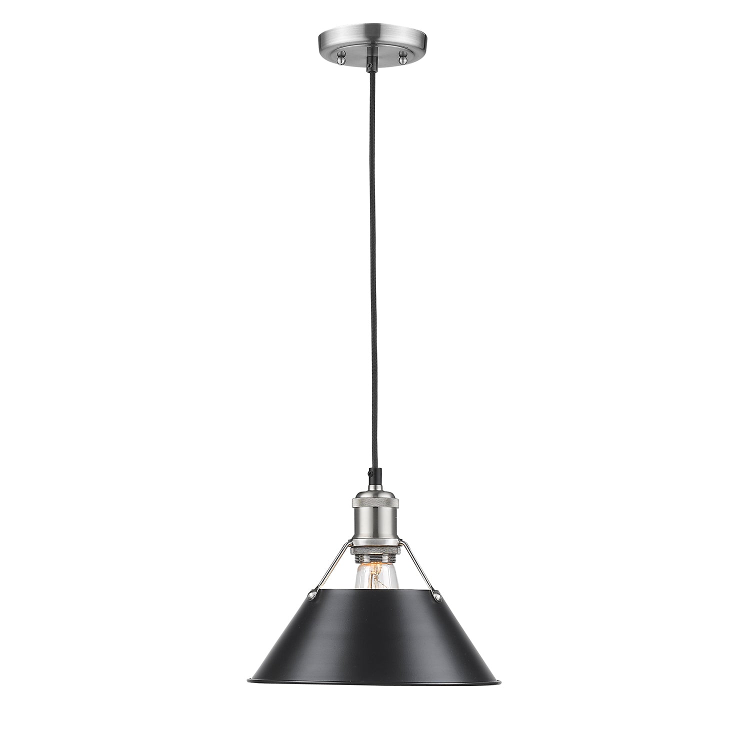 Orwell 10" Wide Medium Pendant in Pewter with Matte Black - - Golden Lighting