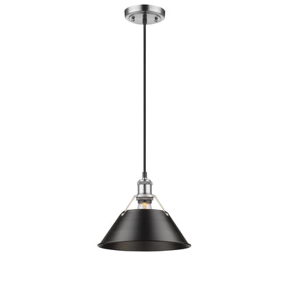 Orwell 10" Wide Medium Pendant in Pewter with Matte Black - Pewter / Matte Black / Black - Golden Lighting