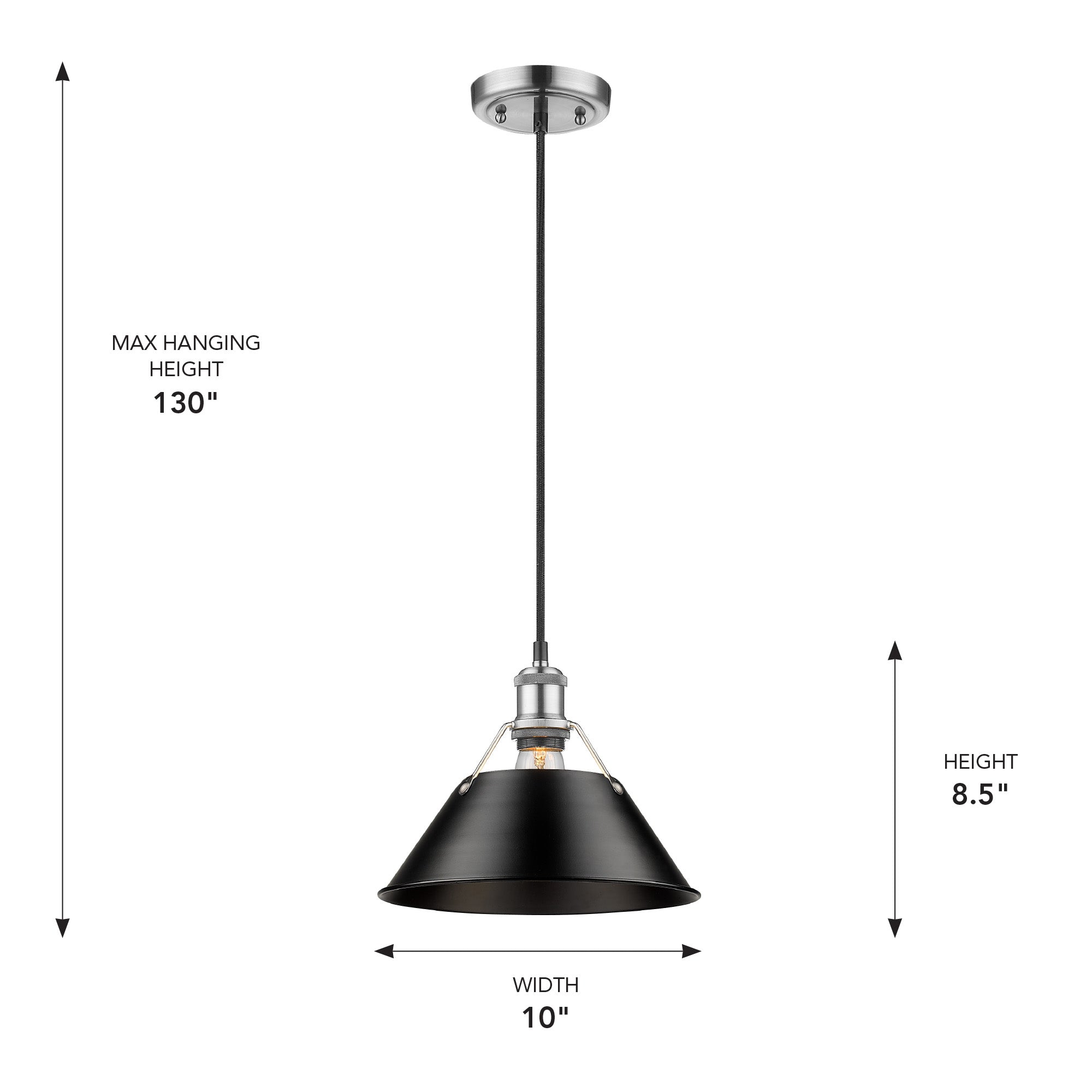 Yep by Golden Lighting Orwell 1-light 10in Pendant in Pewter and Matte Black shade - - Golden Lighting