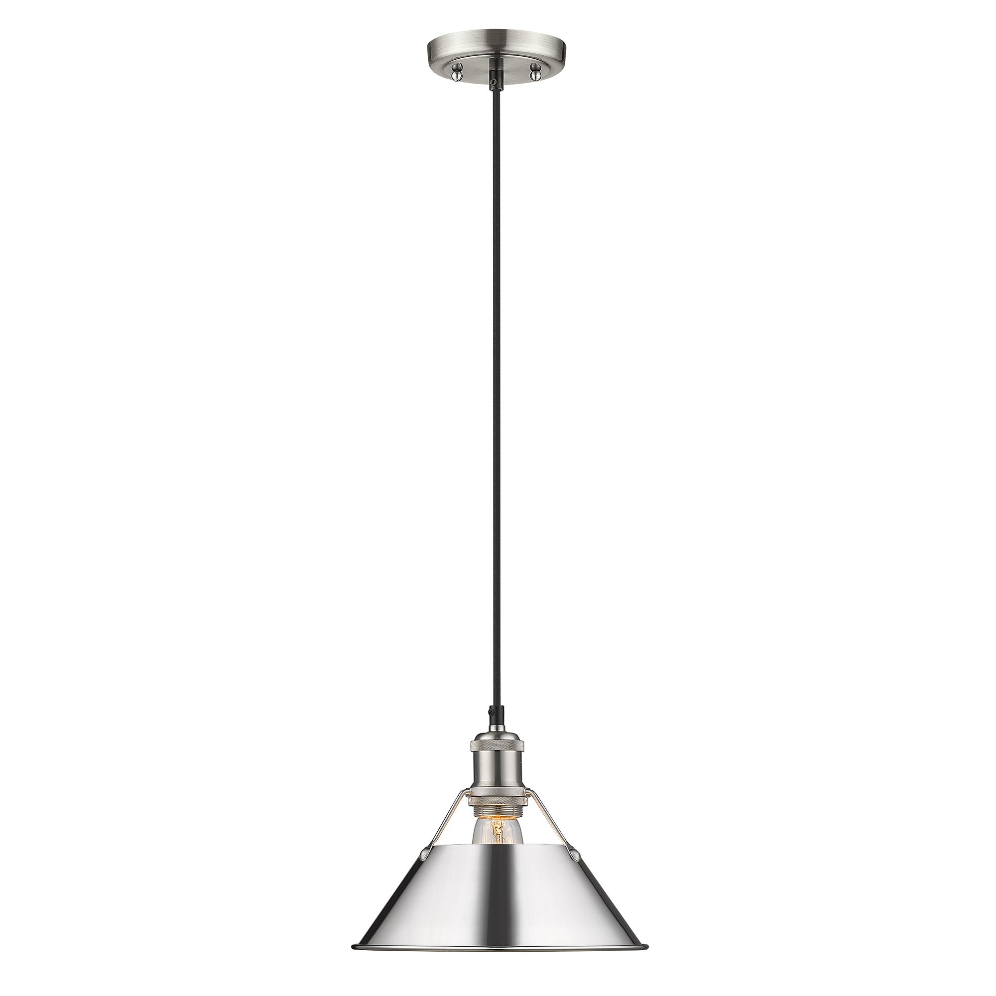 Orwell 10" Wide Medium Pendant in Pewter with Chrome - - Golden Lighting