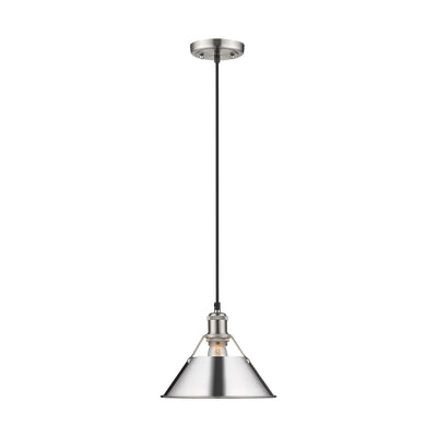 Yep by Golden Lighting Orwell 1-light 10in Pendant in Pewter and Chrome shade - - Golden Lighting