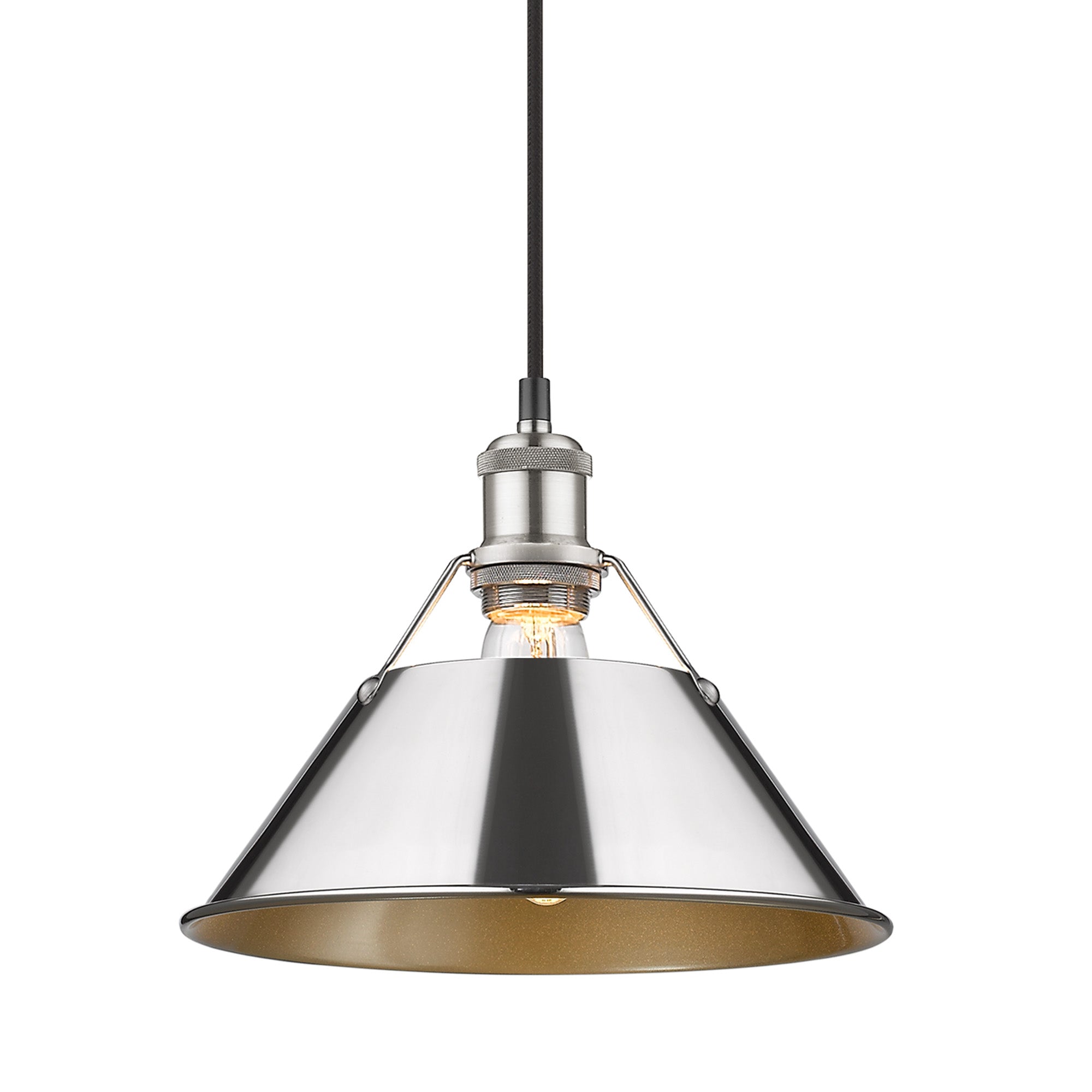 Orwell 10" Wide Medium Pendant in Pewter with Chrome - Pewter / Chrome / Silver - Golden Lighting