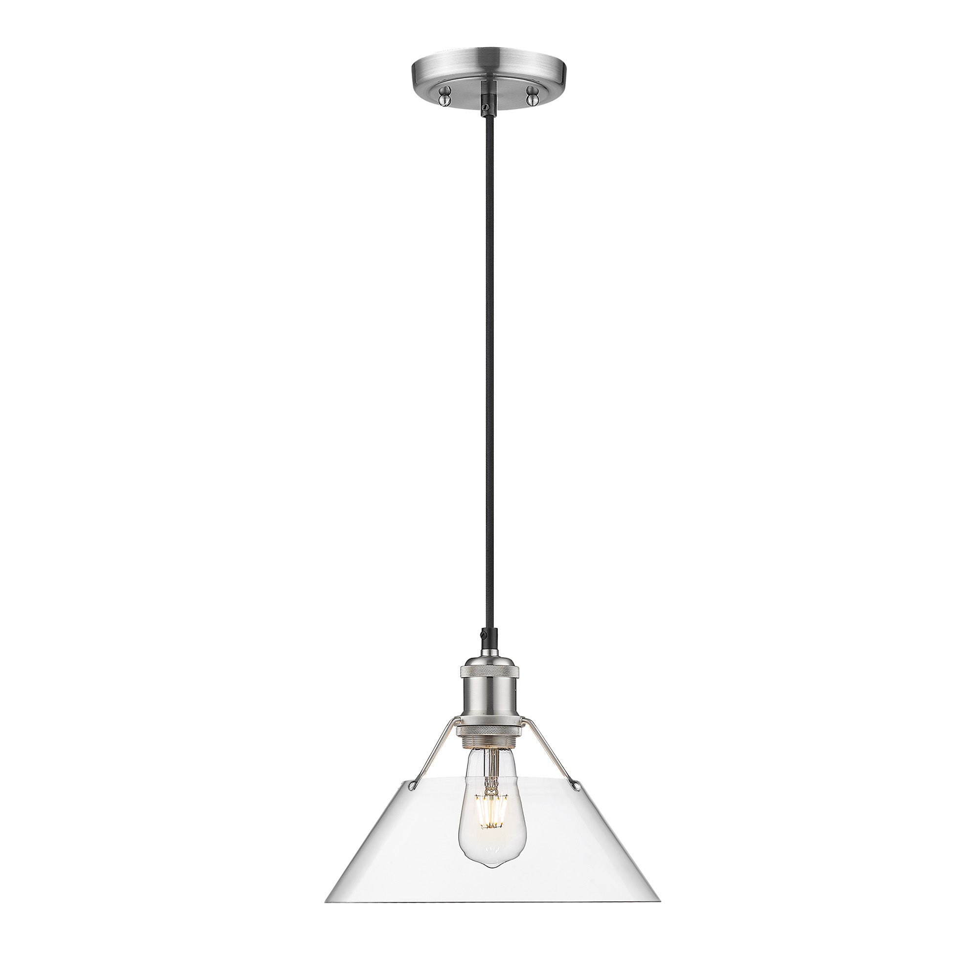 Orwell 10" Wide Medium Pendant in Pewter with Clear Glass - - Golden Lighting