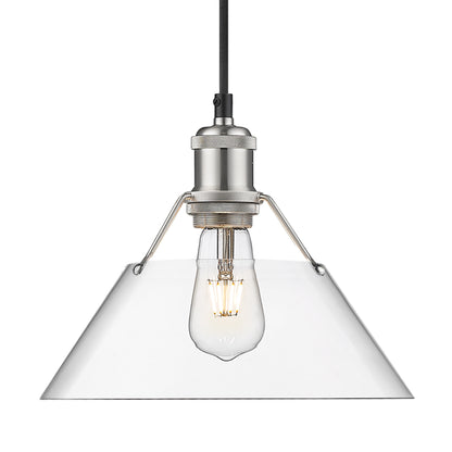 Yep by Golden Lighting Orwell 1-light 10in Pendant in Pewter and Clear Glass