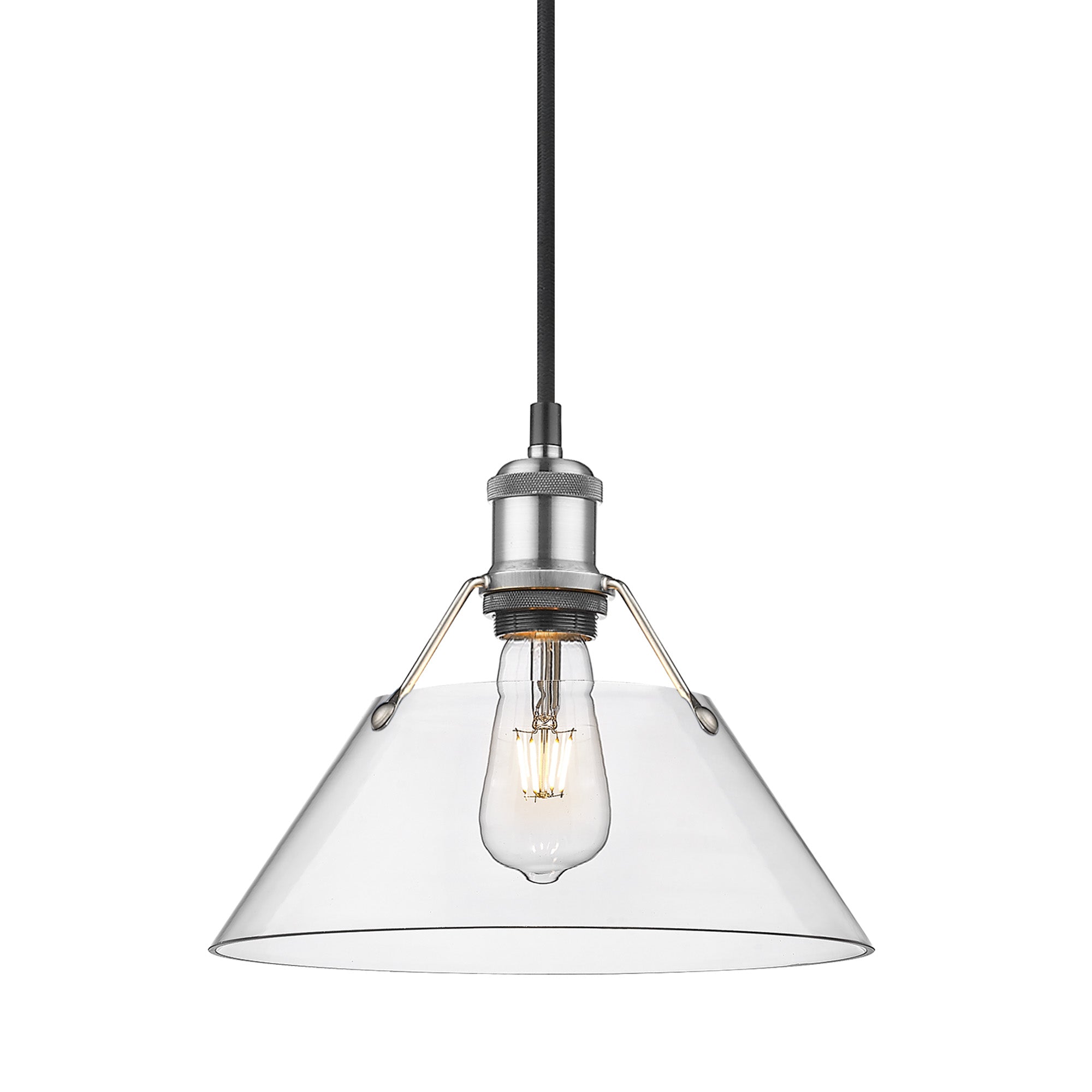 Orwell 10" Wide Medium Pendant in Pewter with Clear Glass - Pewter / Clear Glass / Clear - Golden Lighting