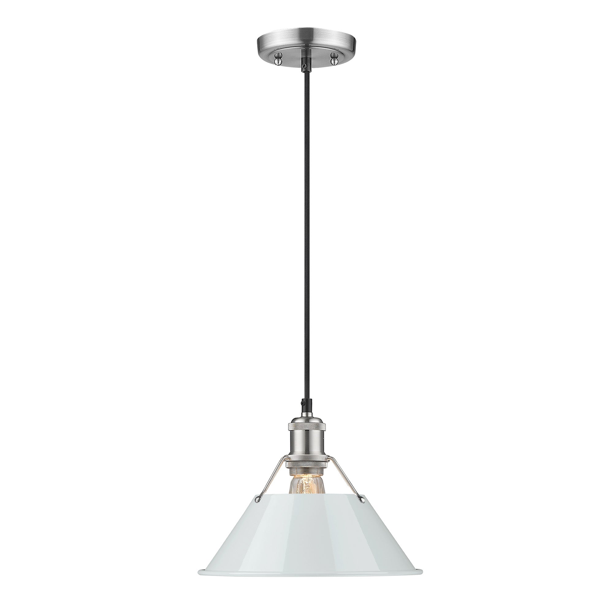 Orwell 10" Wide Medium Pendant in Pewter with Dusky Blue - - Golden Lighting