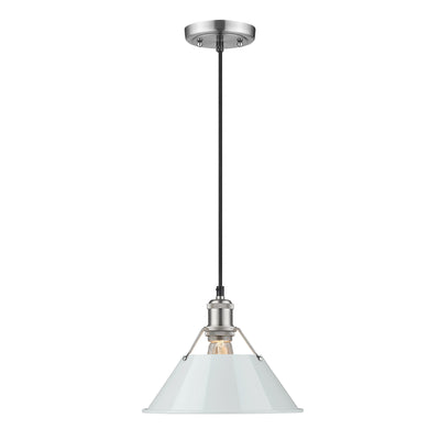 Yep by Golden Lighting Orwell 1-light 10in Pendant in Pewter and Dusky Blue shade - - Golden Lighting