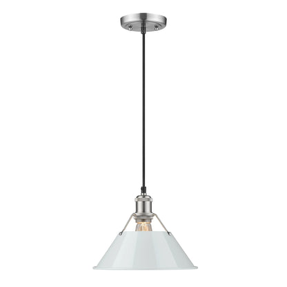 Orwell 10" Wide Medium Pendant in Pewter with Dusky Blue - - Golden Lighting