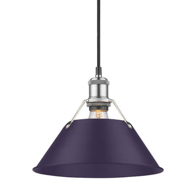 Yep by Golden Lighting Orwell 1-light 10in Pendant in Pewter and Exotic Purple shade - Default Title - Golden Lighting