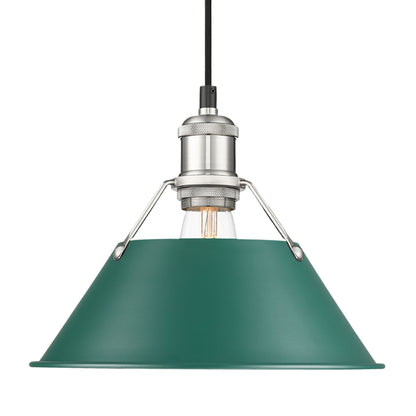 Yep by Golden Lighting Orwell 1-light 10in Pendant in Pewter and Pine Green shade - - Golden Lighting