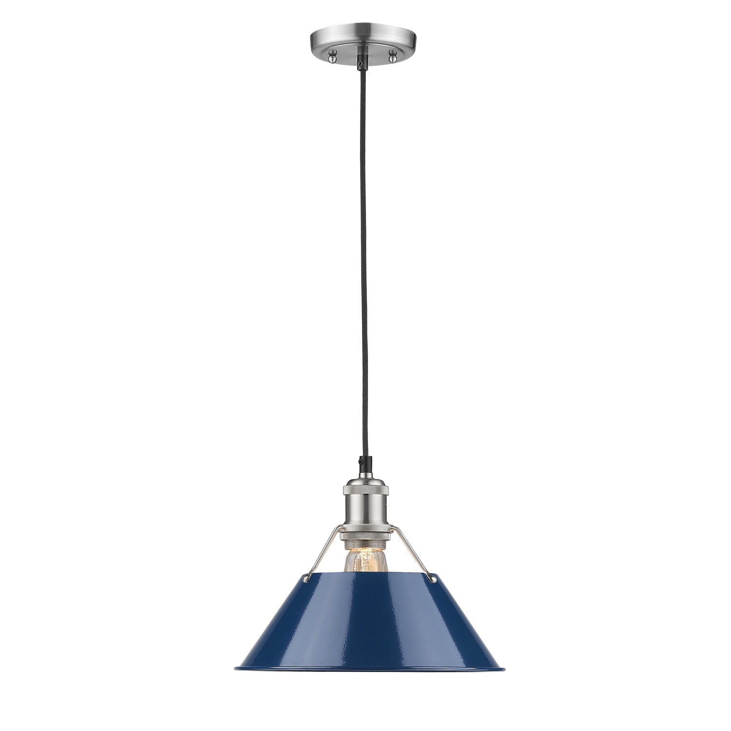 Orwell 10" Wide Medium Pendant in Pewter with Matte Navy - - Golden Lighting