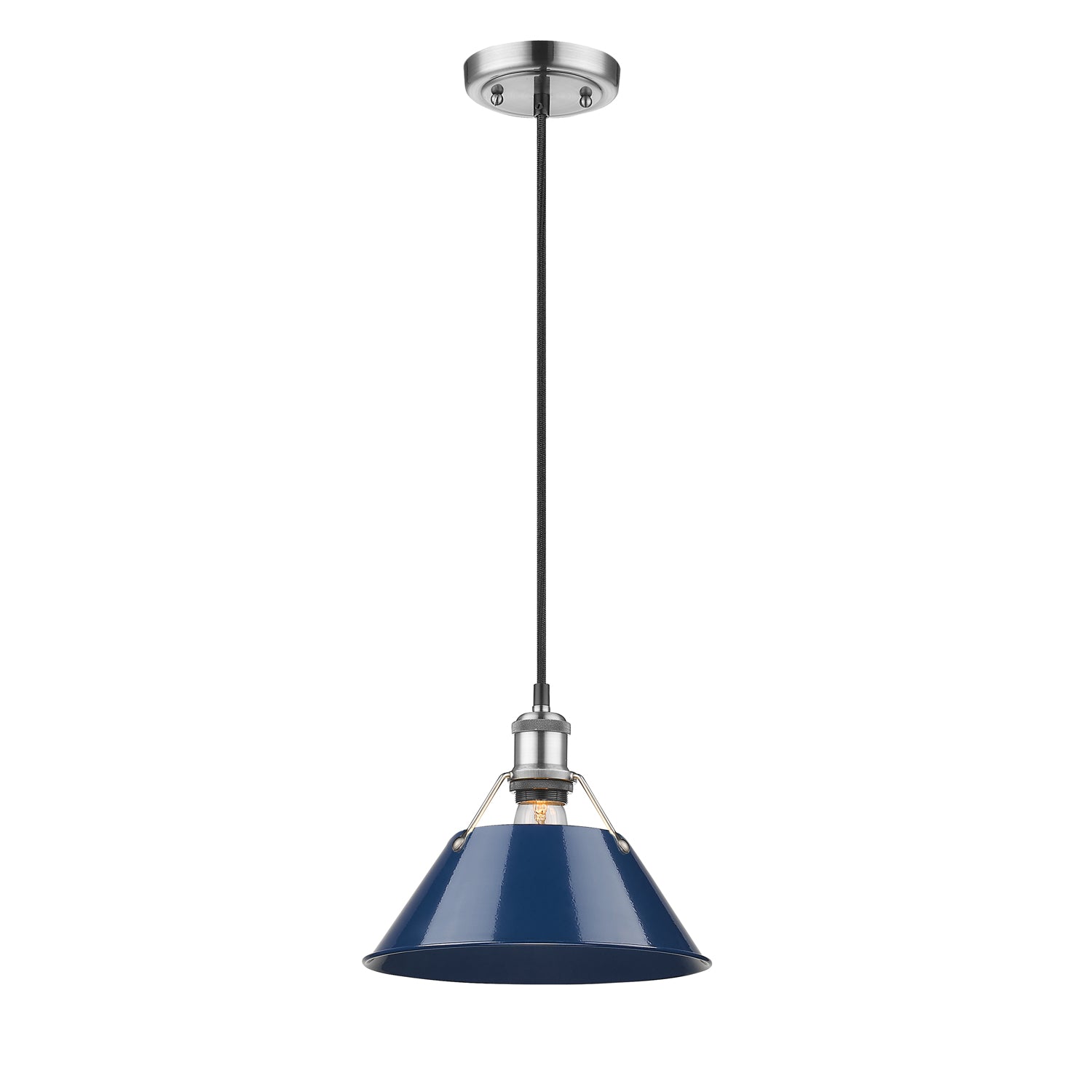 Orwell 10" Wide Medium Pendant in Pewter with Matte Navy - Pewter / Matte Navy / Blue - Golden Lighting