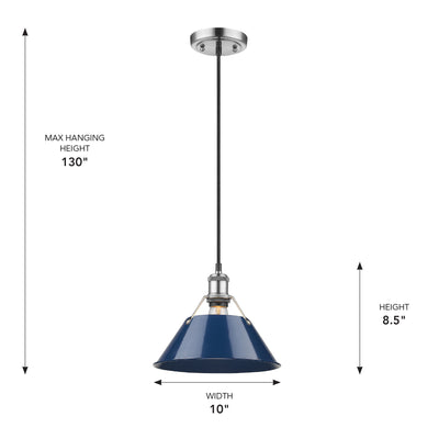 Yep by Golden Lighting Orwell 1-light 10in Pendant in Pewter and Navy Blue shade - - Golden Lighting