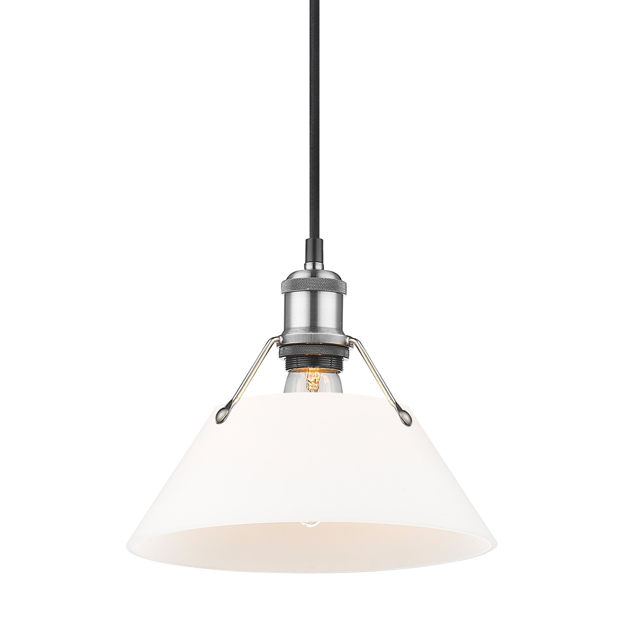 Orwell 10" Wide Medium Pendant in Pewter with Opal Glass - Pewter / Opal Glass / White - Golden Lighting