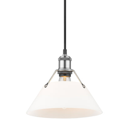 Orwell 10" Wide Medium Pendant in Pewter with Opal Glass - Pewter / Opal Glass / White - Golden Lighting