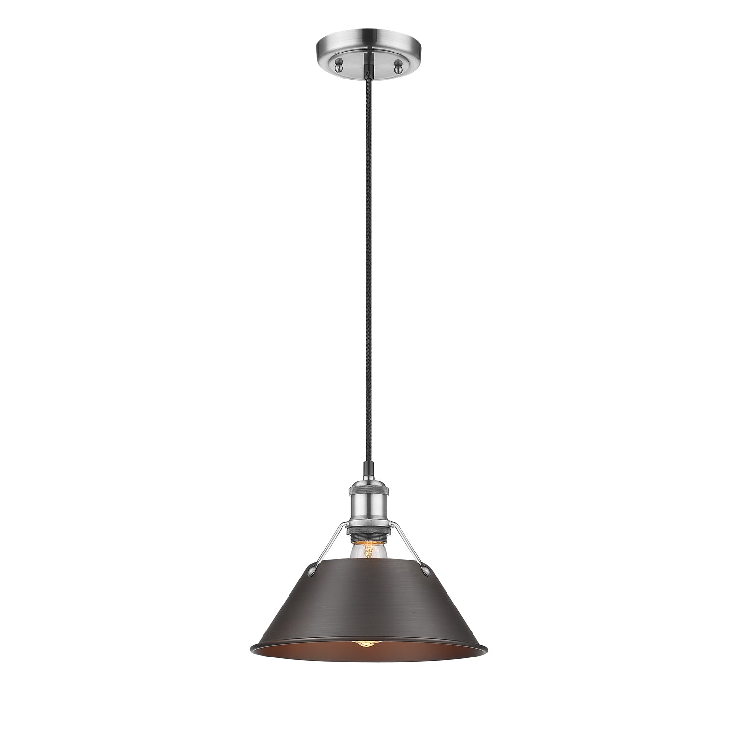 Orwell 10" Wide Medium Pendant in Pewter with Rubbed Bronze - Pewter / Rubbed Bronze / Bronze - Golden Lighting