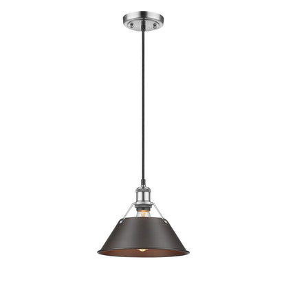 Orwell 10" Wide Medium Pendant in Pewter with Rubbed Bronze - Pewter / Rubbed Bronze / Bronze - Golden Lighting