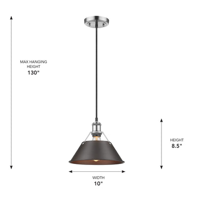 Yep by Golden Lighting Orwell 1-light 10in Pendant in Pewter and Rubbed Bronze shade - - Golden Lighting