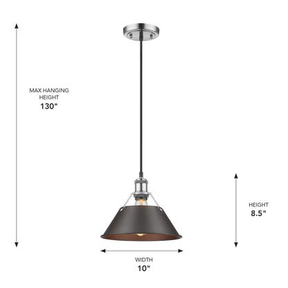 Yep by Golden Lighting Orwell 1-light 10in Pendant in Pewter and Rubbed Bronze shade - - Golden Lighting
