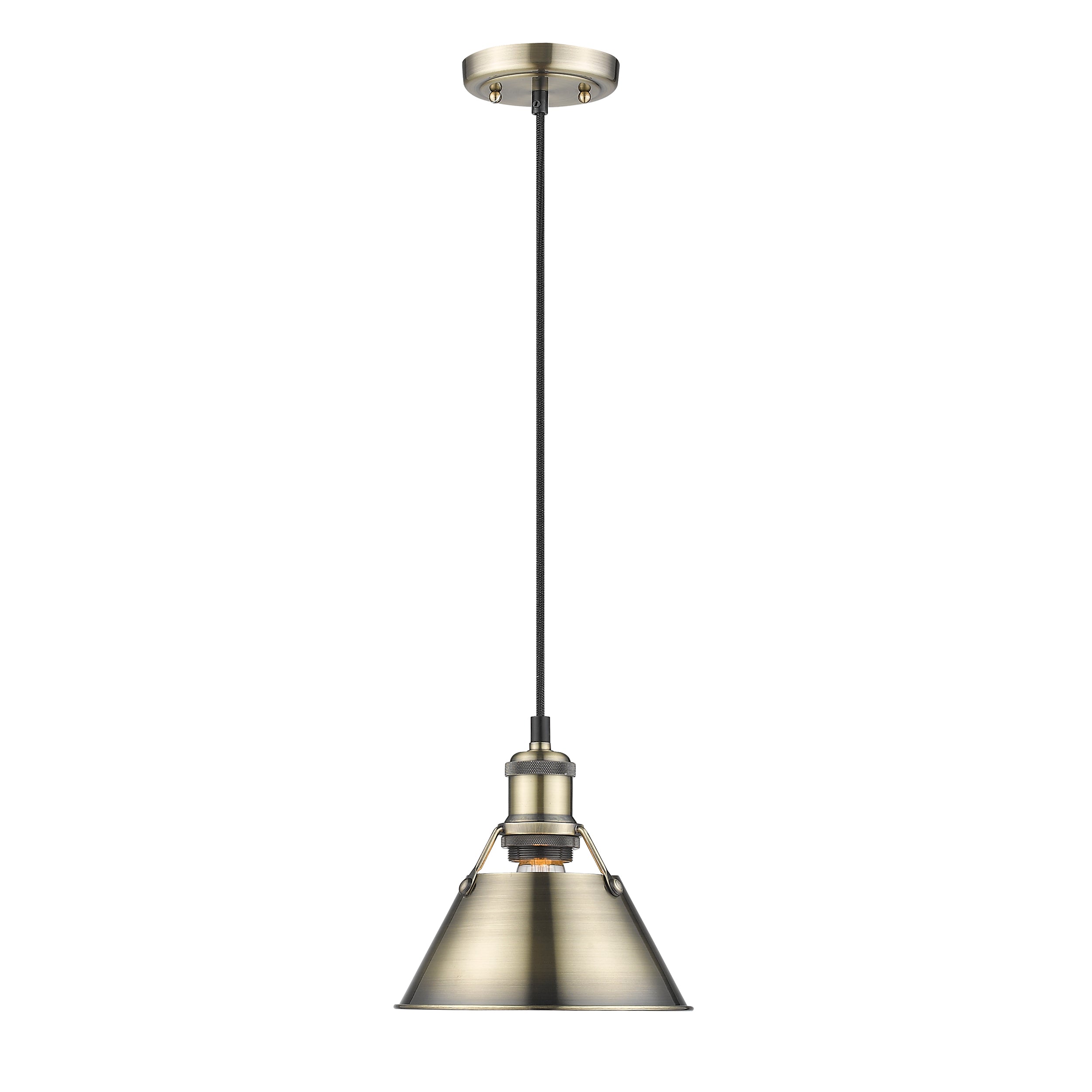 Yep by Golden Lighting Orwell 1-light 8in Pendant in Aged Brass - - Golden Lighting